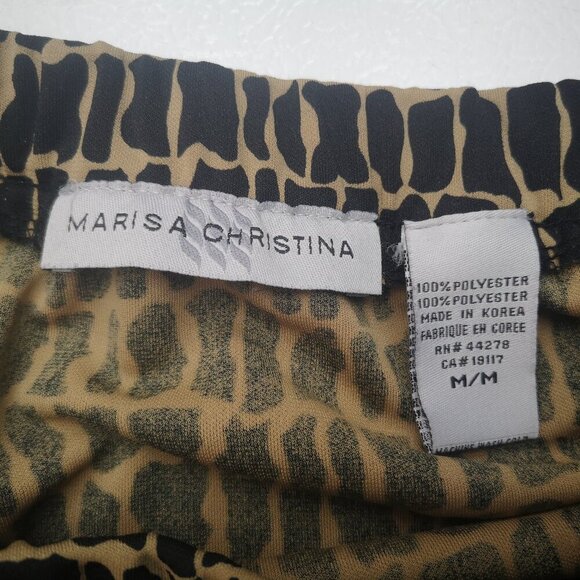 Marisa Christina Ladies Size Medium Gold & Black Pattern Elastic Waist Skirt - Picture 3 of 6